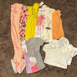Babygirl 18m spring & summer footie pjs, dress, tshirt bundle!